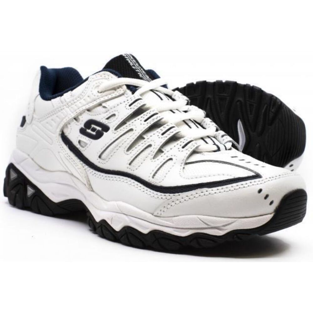 Skechers men’s memory foam white lace up sneakers sz 12 active comfort everyday
